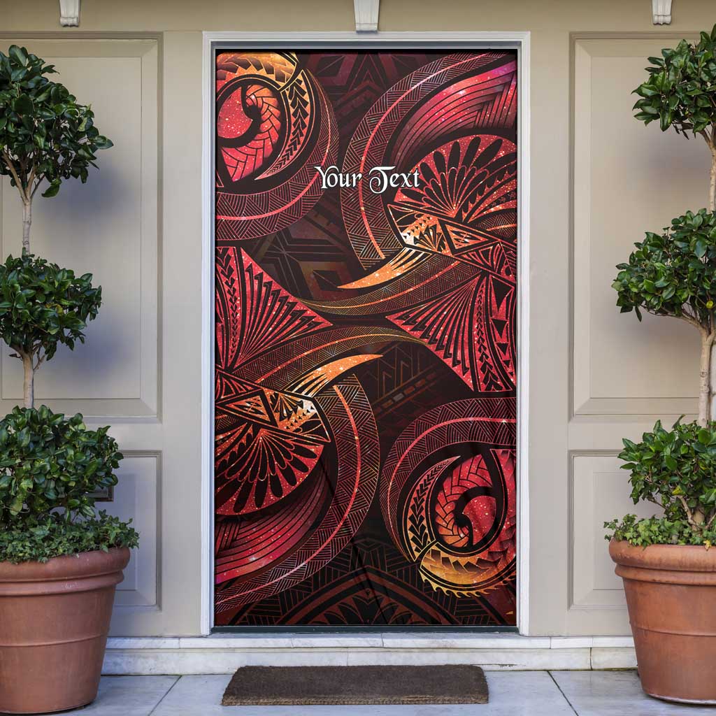 Personalised Polynesia Zodiac Aries Door Cover Galaxy Polynesian Pattern Chest Tattoo Style LT14 Red - Polynesian Pride