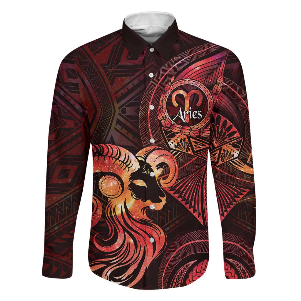 Personalised Polynesia Zodiac Aries Family Matching Short Sleeve Bodycon Dress and Hawaiian Shirt Galaxy Polynesian Pattern Chest Tattoo Style