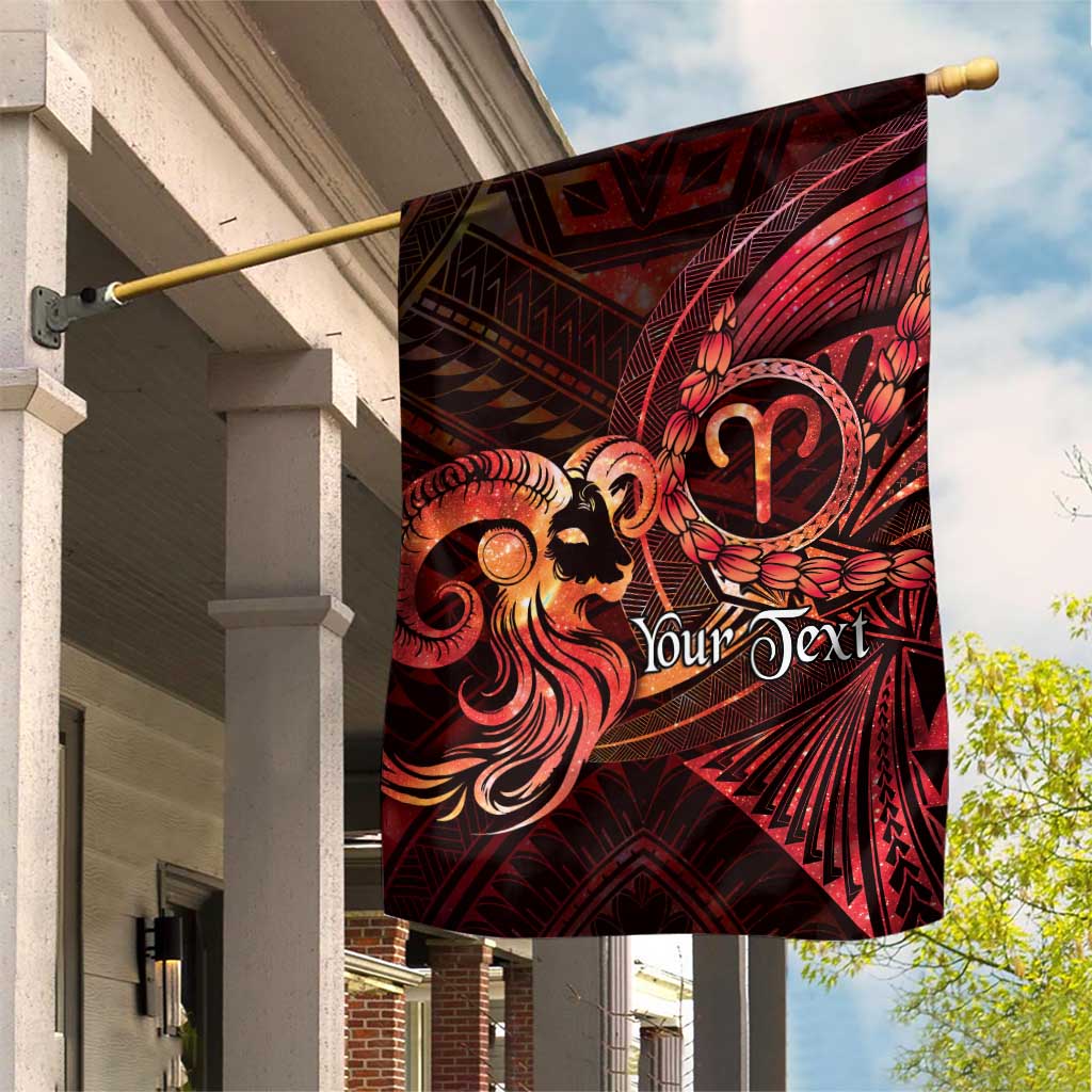 Personalised Polynesia Zodiac Aries Garden Flag Galaxy Polynesian Pattern Chest Tattoo Style LT14 House Flag Red - Polynesian Pride