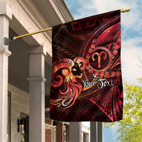 Personalised Polynesia Zodiac Aries Garden Flag Galaxy Polynesian Pattern Chest Tattoo Style LT14 House Flag Red - Polynesian Pride