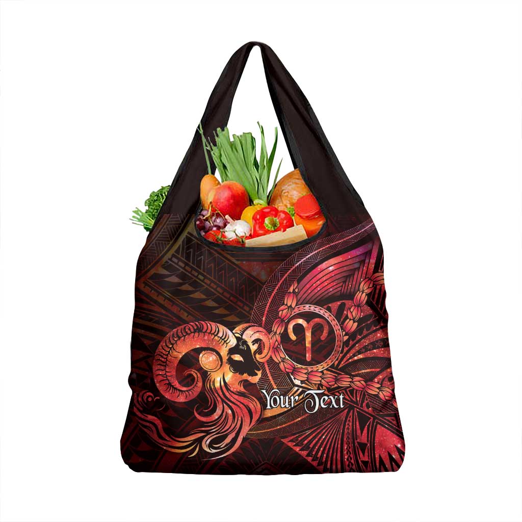 Personalised Polynesia Zodiac Aries Grocery Bag Galaxy Polynesian Pattern Chest Tattoo Style LT14 1-pack One Size Red - Polynesian Pride