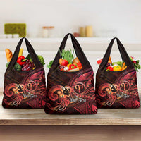 Personalised Polynesia Zodiac Aries Grocery Bag Galaxy Polynesian Pattern Chest Tattoo Style LT14 3-pack One Size Red - Polynesian Pride