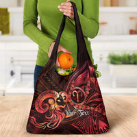 Personalised Polynesia Zodiac Aries Grocery Bag Galaxy Polynesian Pattern Chest Tattoo Style LT14 - Polynesian Pride