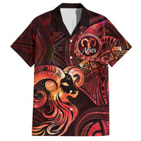 Personalised Polynesia Zodiac Aries Hawaiian Shirt Galaxy Polynesian Pattern Chest Tattoo Style LT14 Red - Polynesian Pride