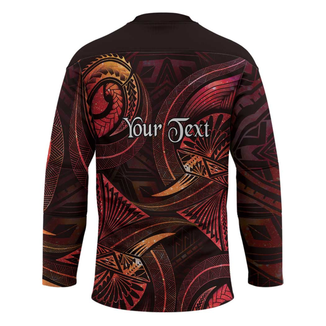 Personalised Polynesia Zodiac Aries Hockey Jersey Galaxy Polynesian Pattern Chest Tattoo Style