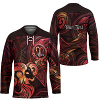 Personalised Polynesia Zodiac Aries Hockey Jersey Galaxy Polynesian Pattern Chest Tattoo Style