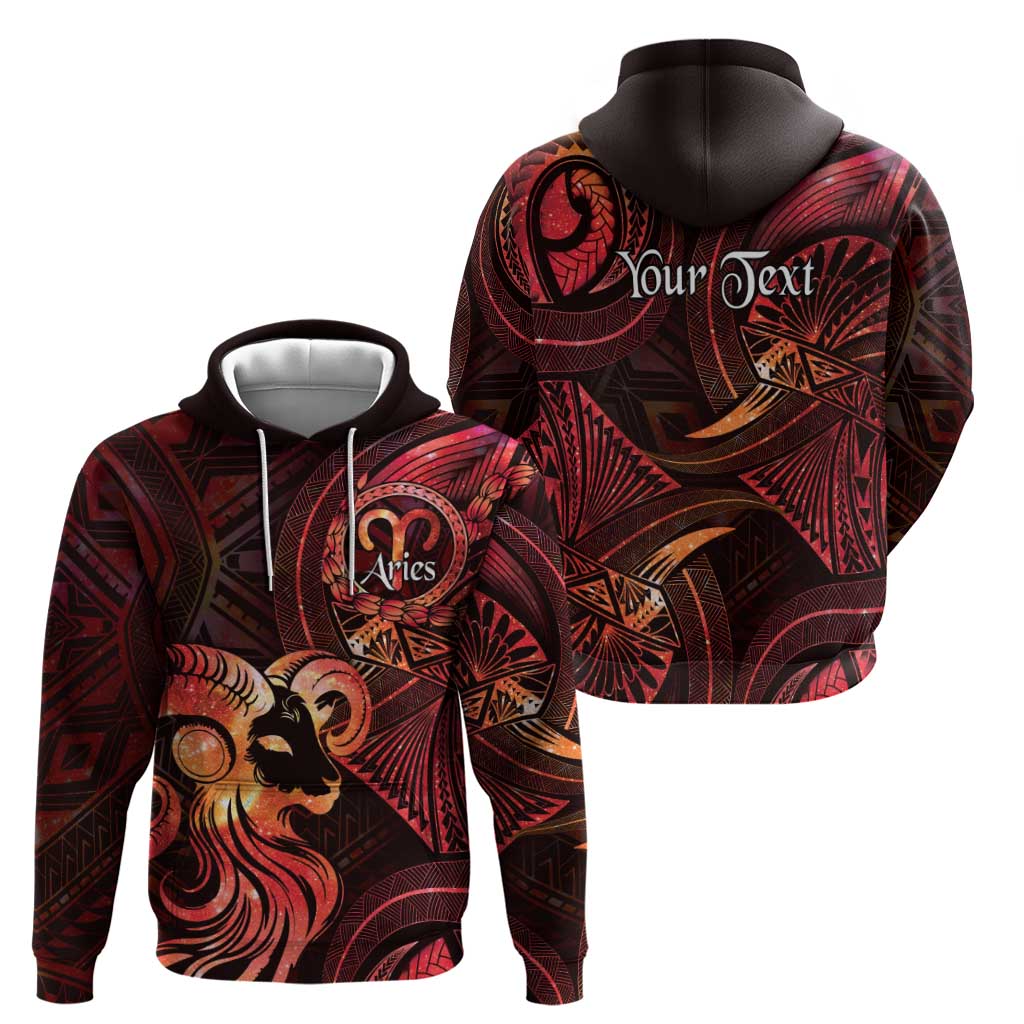 Personalised Polynesia Zodiac Aries Hoodie Galaxy Polynesian Pattern Chest Tattoo Style LT14 - Polynesian Pride