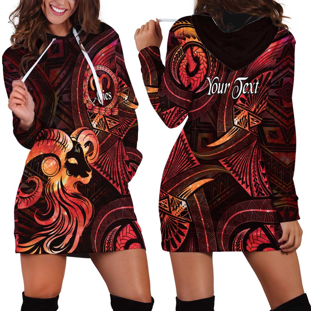 Personalised Polynesia Zodiac Aries Hoodie Dress Galaxy Polynesian Pattern Chest Tattoo Style LT14 - Polynesian Pride