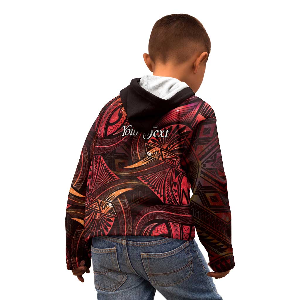 Personalised Polynesia Zodiac Aries Kid Hoodie Galaxy Polynesian Pattern Chest Tattoo Style