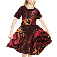 Personalised Polynesia Zodiac Aries Kid Short Sleeve Dress Galaxy Polynesian Pattern Chest Tattoo Style LT14 - Polynesian Pride