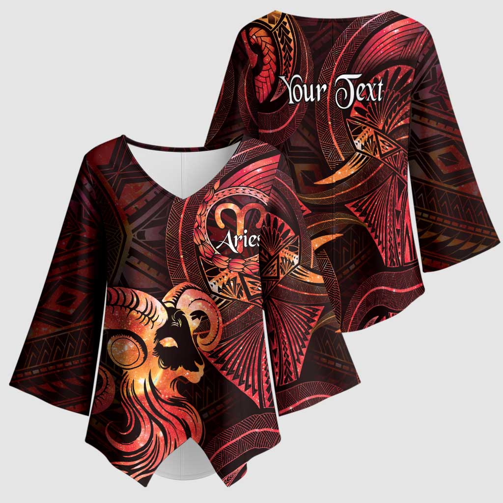 Personalised Polynesia Zodiac Aries Kimono Sleeve Blouse Galaxy Polynesian Pattern Chest Tattoo Style LT14 - Polynesian Pride