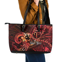 Personalised Polynesia Zodiac Aries Leather Tote Bag Galaxy Polynesian Pattern Chest Tattoo Style LT14 - Polynesian Pride