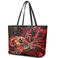 Personalised Polynesia Zodiac Aries Leather Tote Bag Galaxy Polynesian Pattern Chest Tattoo Style LT14 - Polynesian Pride
