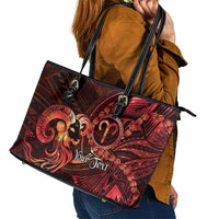 Personalised Polynesia Zodiac Aries Leather Tote Bag Galaxy Polynesian Pattern Chest Tattoo Style LT14 - Polynesian Pride