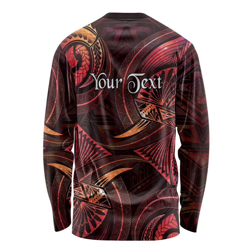 Personalised Polynesia Zodiac Aries Long Sleeve Shirt Galaxy Polynesian Pattern Chest Tattoo Style LT14 - Polynesian Pride