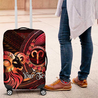Personalised Polynesia Zodiac Aries Luggage Cover Galaxy Polynesian Pattern Chest Tattoo Style LT14 Red - Polynesian Pride