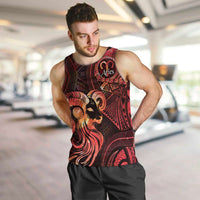 Personalised Polynesia Zodiac Aries Men Tank Top Galaxy Polynesian Pattern Chest Tattoo Style LT14 Red - Polynesian Pride