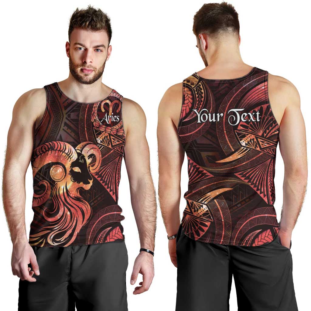 Personalised Polynesia Zodiac Aries Men Tank Top Galaxy Polynesian Pattern Chest Tattoo Style LT14 - Polynesian Pride