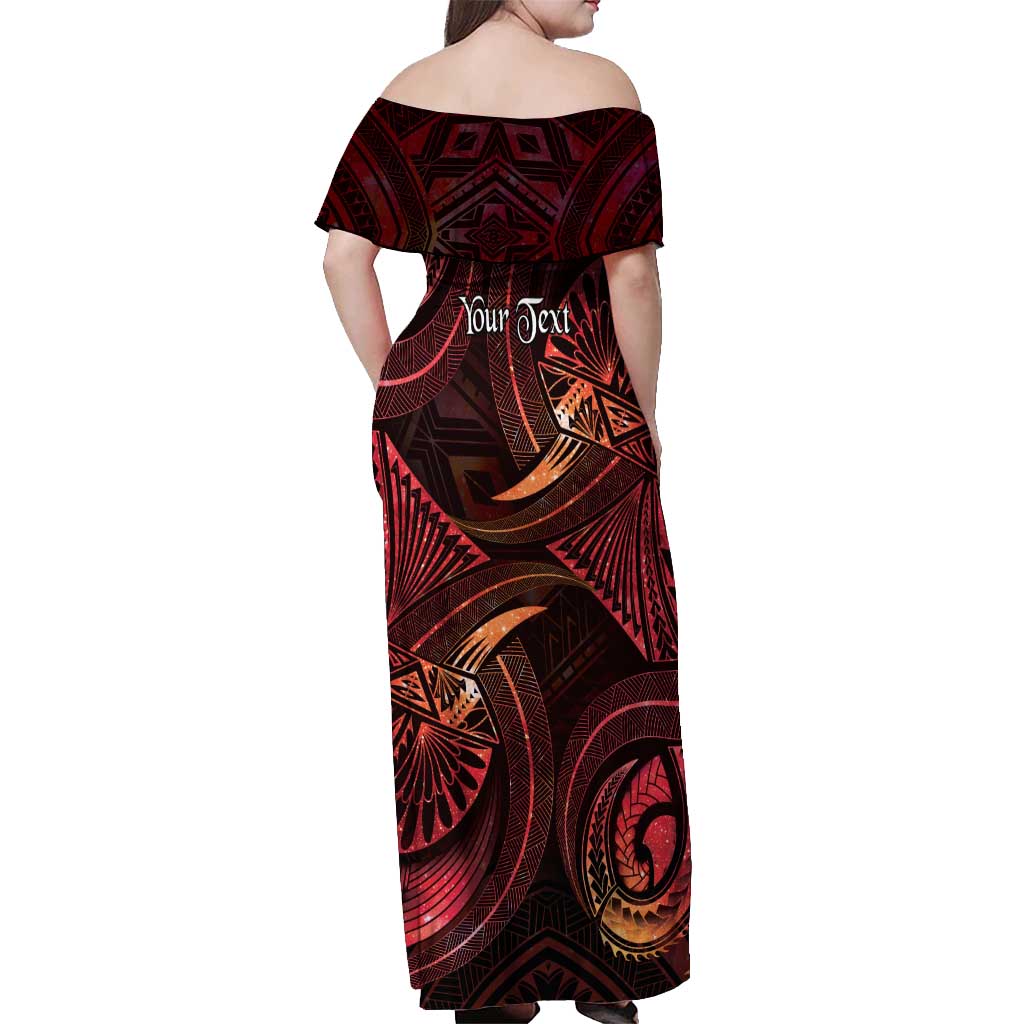Personalised Polynesia Zodiac Aries Off Shoulder Maxi Dress Galaxy Polynesian Pattern Chest Tattoo Style LT14 - Polynesian Pride