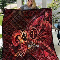 Personalised Polynesia Zodiac Aries Quilt Galaxy Polynesian Pattern Chest Tattoo Style LT14 Red - Polynesian Pride