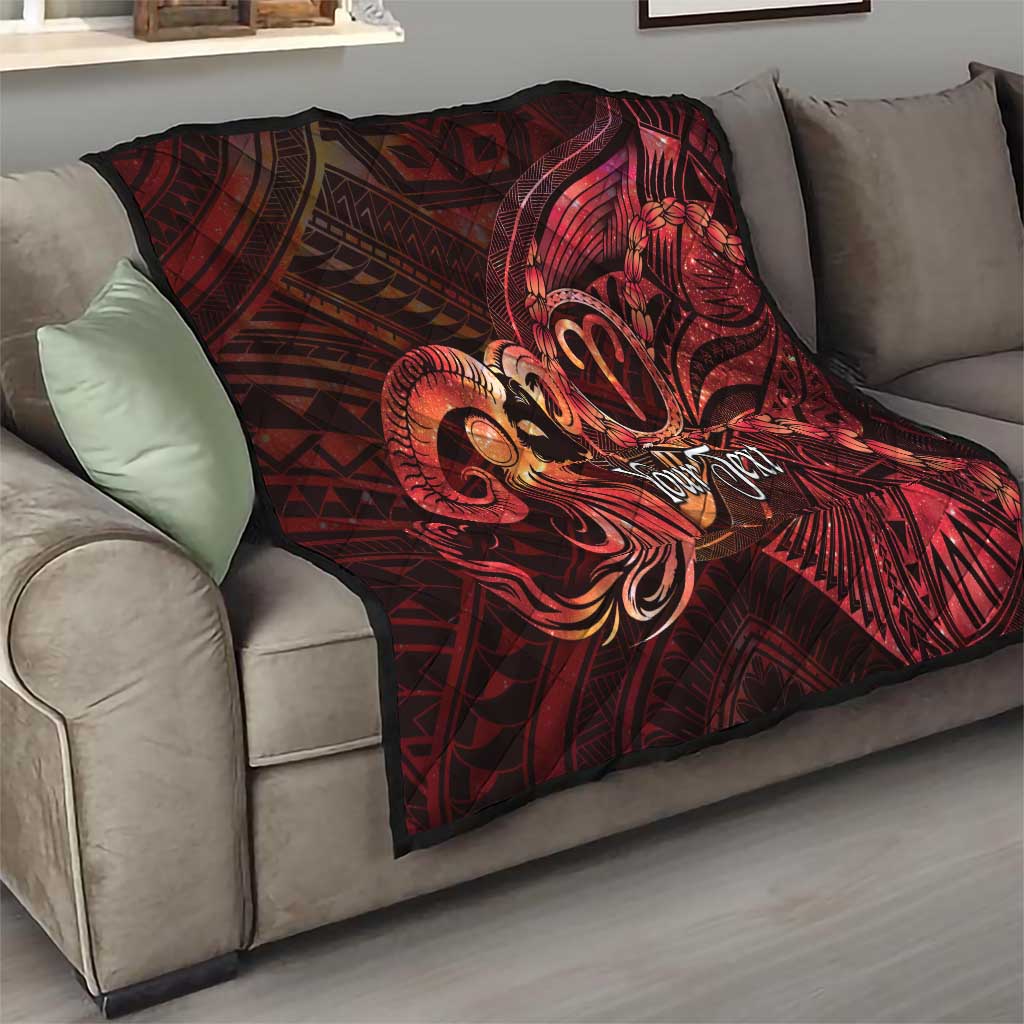 Personalised Polynesia Zodiac Aries Quilt Galaxy Polynesian Pattern Chest Tattoo Style LT14 - Polynesian Pride