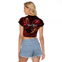 Personalised Polynesia Zodiac Aries Raglan Cropped T Shirt Galaxy Polynesian Pattern Chest Tattoo Style LT14 - Polynesian Pride