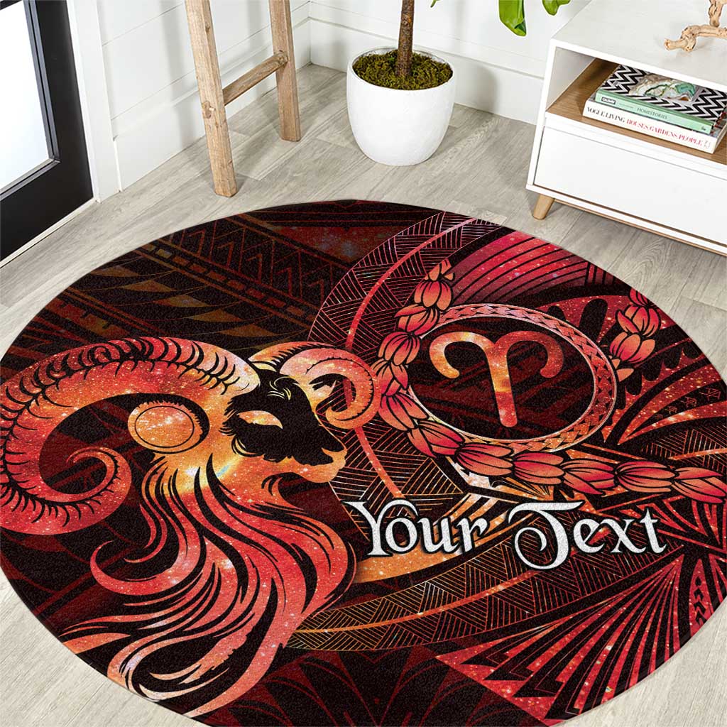 Personalised Polynesia Zodiac Aries Round Carpet Galaxy Polynesian Pattern Chest Tattoo Style LT14 Red - Polynesian Pride