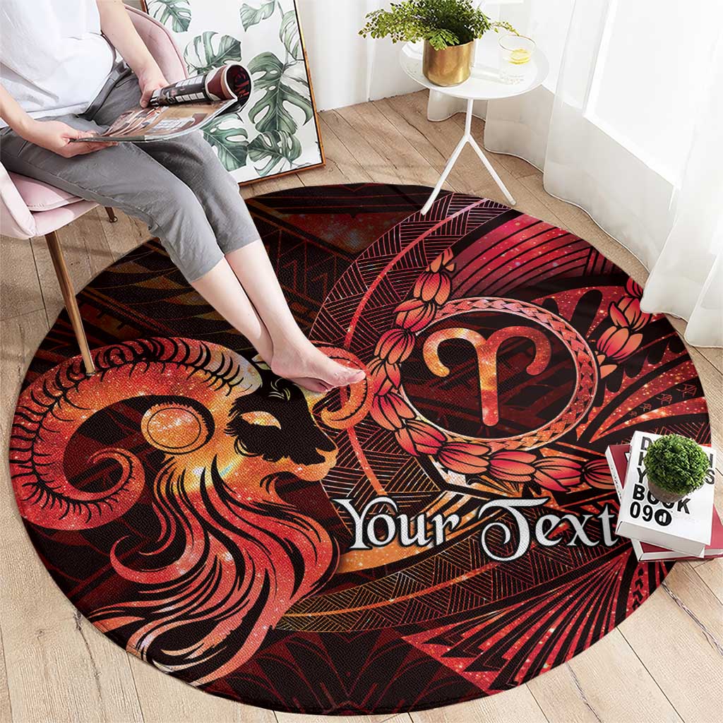 Personalised Polynesia Zodiac Aries Round Carpet Galaxy Polynesian Pattern Chest Tattoo Style LT14 - Polynesian Pride