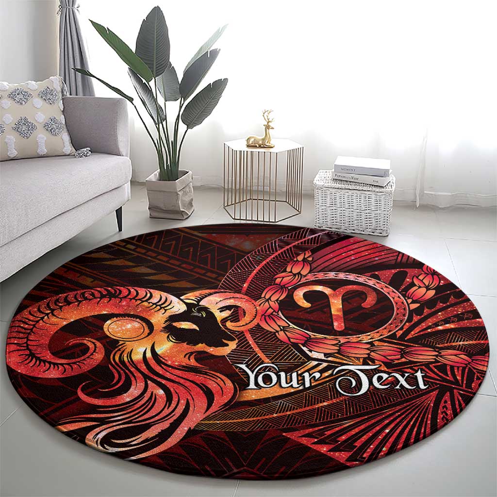 Personalised Polynesia Zodiac Aries Round Carpet Galaxy Polynesian Pattern Chest Tattoo Style LT14 - Polynesian Pride