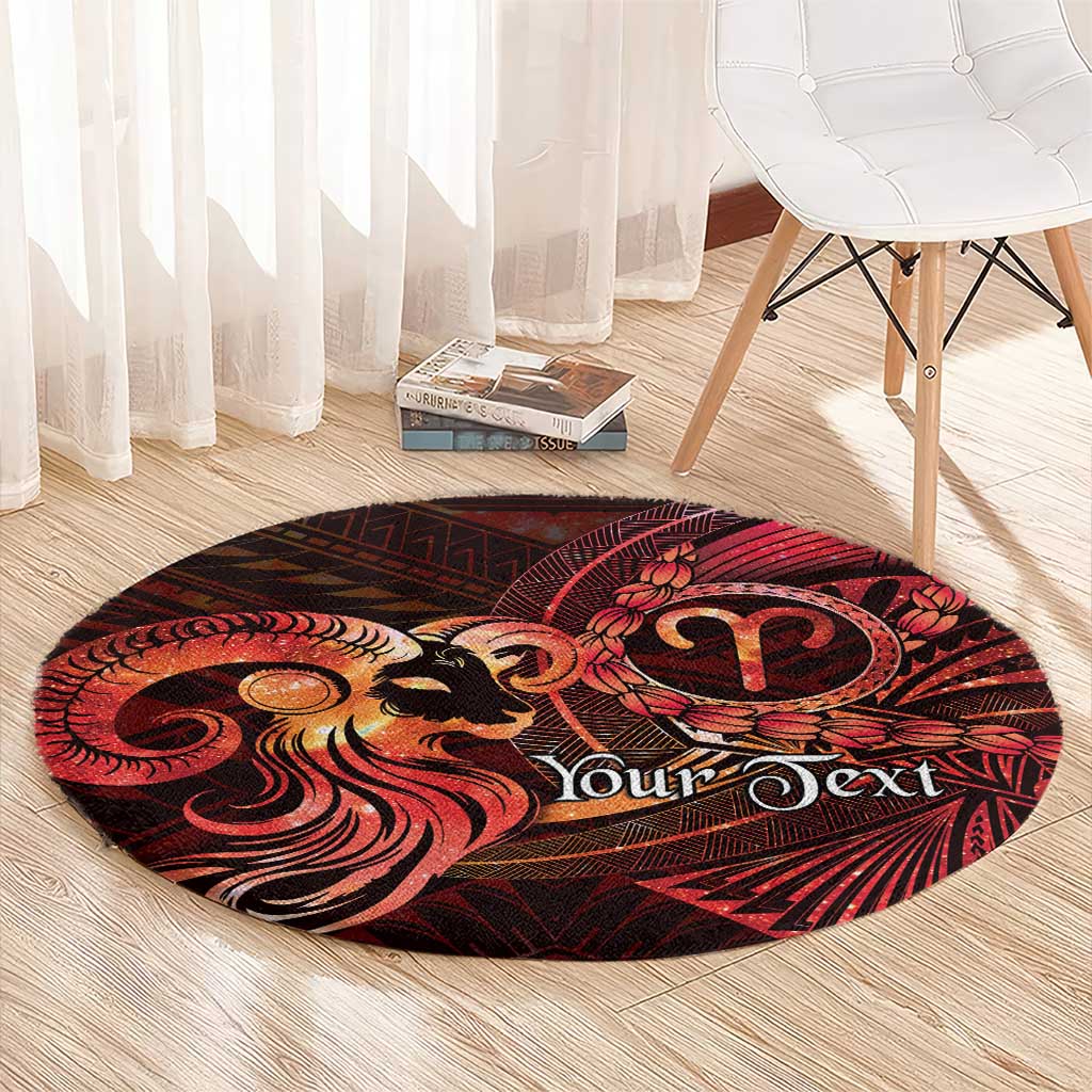 Personalised Polynesia Zodiac Aries Round Carpet Galaxy Polynesian Pattern Chest Tattoo Style LT14 - Polynesian Pride