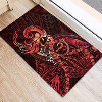 Personalised Polynesia Zodiac Aries Rubber Doormat Galaxy Polynesian Pattern Chest Tattoo Style LT14 - Polynesian Pride