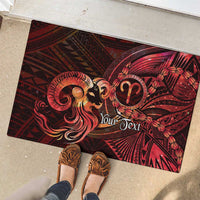 Personalised Polynesia Zodiac Aries Rubber Doormat Galaxy Polynesian Pattern Chest Tattoo Style LT14 - Polynesian Pride