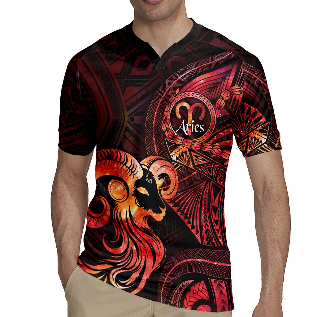 Personalised Polynesia Zodiac Aries Rugby Jersey Galaxy Polynesian Pattern Chest Tattoo Style LT14 - Polynesian Pride