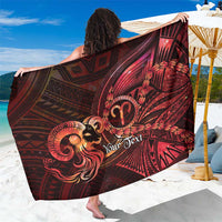 Personalised Polynesia Zodiac Aries Sarong Galaxy Polynesian Pattern Chest Tattoo Style LT14 One Size 44 x 66 inches Red - Polynesian Pride