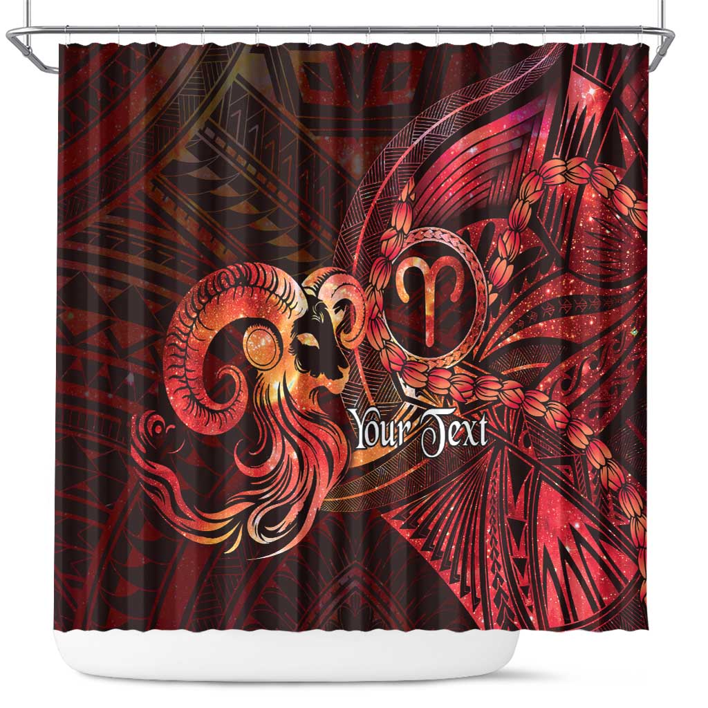 Personalised Polynesia Zodiac Aries Shower Curtain Galaxy Polynesian Pattern Chest Tattoo Style LT14 Red - Polynesian Pride