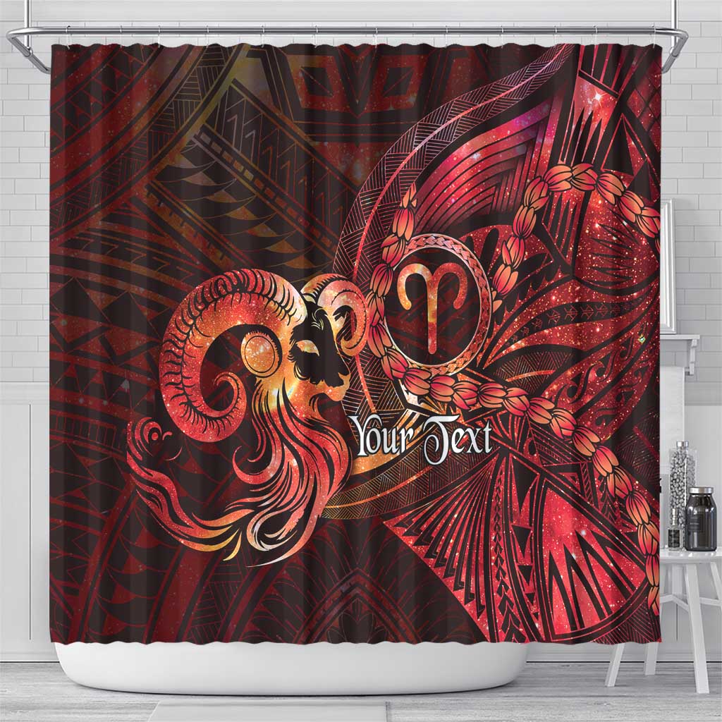 Personalised Polynesia Zodiac Aries Shower Curtain Galaxy Polynesian Pattern Chest Tattoo Style LT14 - Polynesian Pride
