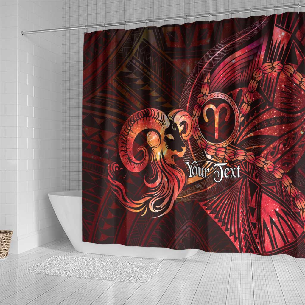 Personalised Polynesia Zodiac Aries Shower Curtain Galaxy Polynesian Pattern Chest Tattoo Style LT14 - Polynesian Pride
