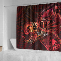 Personalised Polynesia Zodiac Aries Shower Curtain Galaxy Polynesian Pattern Chest Tattoo Style LT14 - Polynesian Pride
