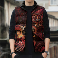 Personalised Polynesia Zodiac Aries Sleeveless Puffer Jacket Galaxy Polynesian Pattern Chest Tattoo Style LT14 - Polynesian Pride