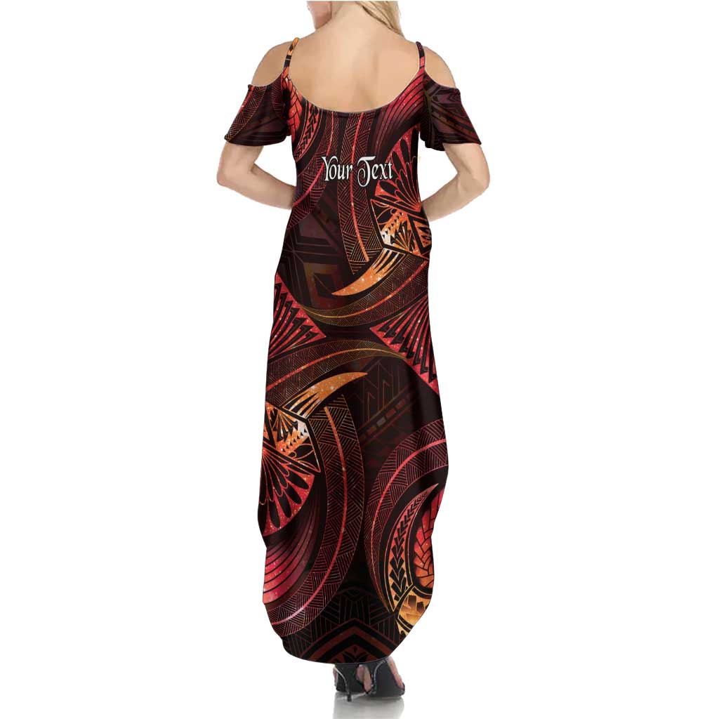 Personalised Polynesia Zodiac Aries Summer Maxi Dress Galaxy Polynesian Pattern Chest Tattoo Style LT14 - Polynesian Pride