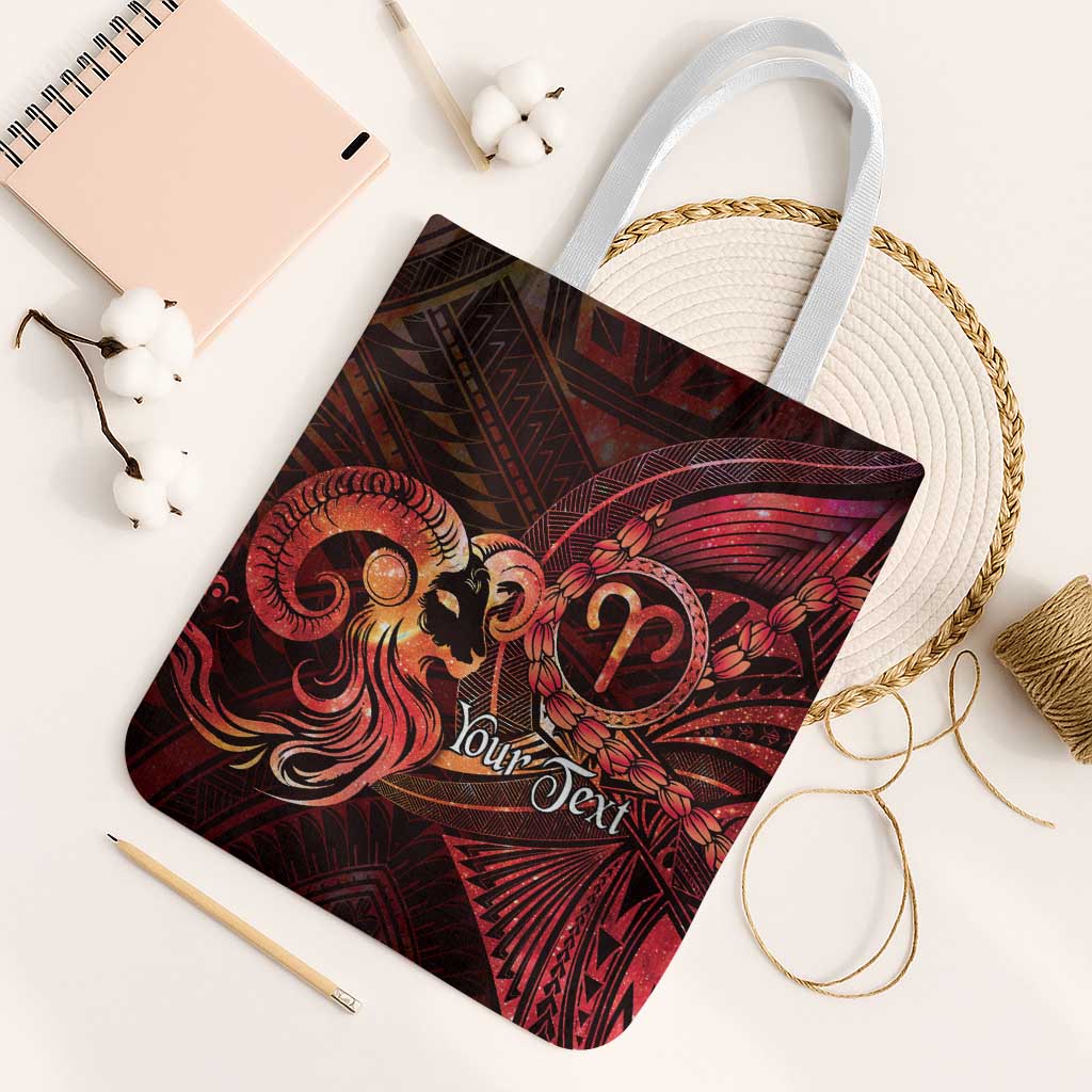 Personalised Polynesia Zodiac Aries Tote Bag Galaxy Polynesian Pattern Chest Tattoo Style LT14 White Strap One Size Red - Polynesian Pride