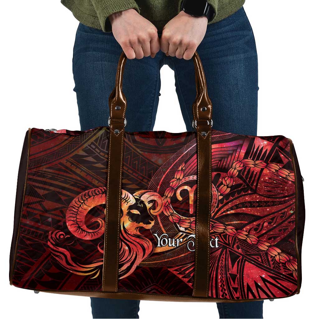 Personalised Polynesia Zodiac Aries Travel Bag Galaxy Polynesian Pattern Chest Tattoo Style LT14 Red - Polynesian Pride