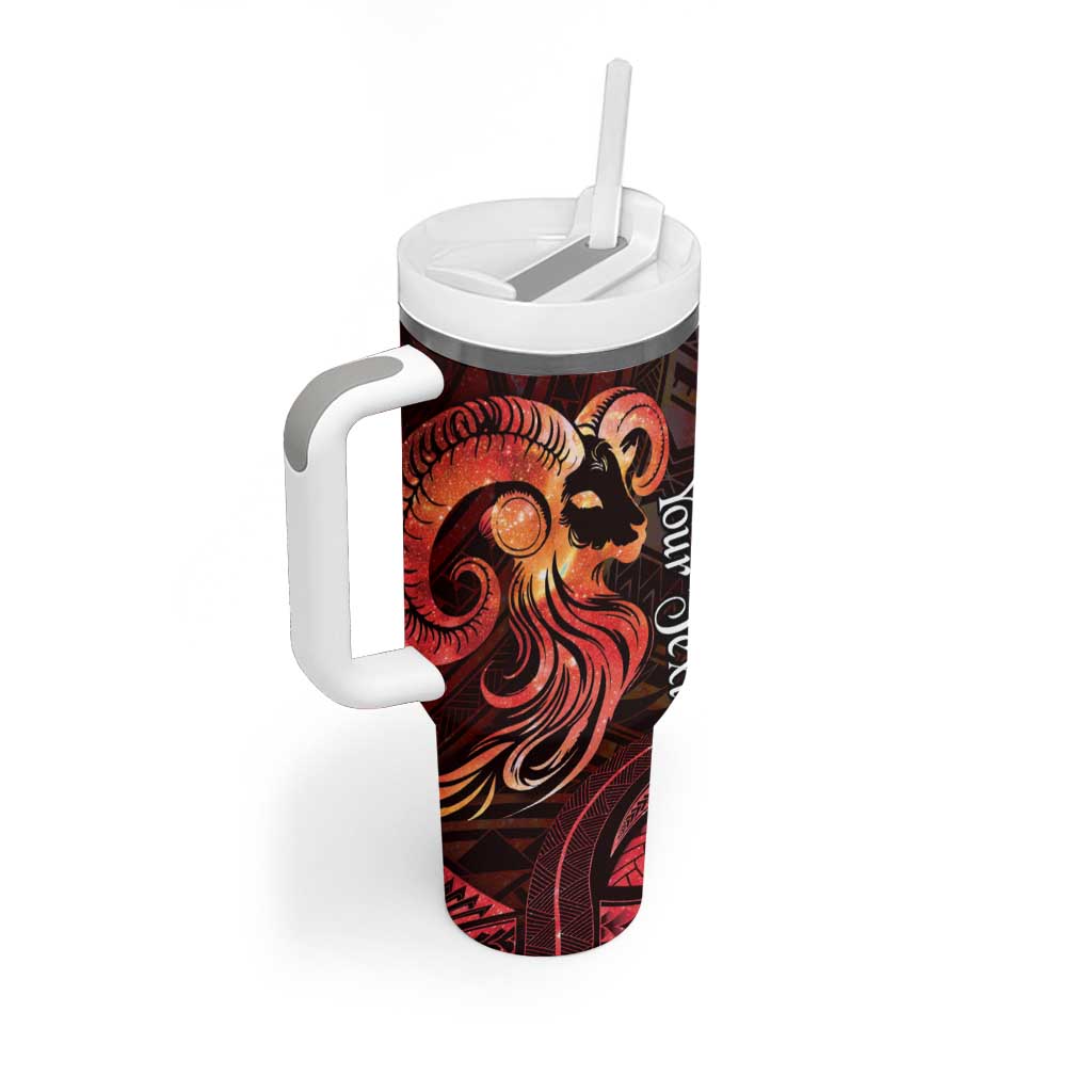 Personalised Polynesia Zodiac Aries Tumbler With Handle Galaxy Polynesian Pattern Chest Tattoo Style LT14 - Polynesian Pride