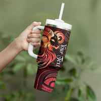 Personalised Polynesia Zodiac Aries Tumbler With Handle Galaxy Polynesian Pattern Chest Tattoo Style LT14 - Polynesian Pride
