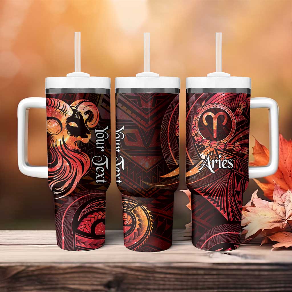 Personalised Polynesia Zodiac Aries Tumbler With Handle Galaxy Polynesian Pattern Chest Tattoo Style LT14 - Polynesian Pride