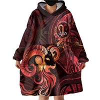 Personalised Polynesia Zodiac Aries Wearable Blanket Hoodie Galaxy Polynesian Pattern Chest Tattoo Style LT14 - Polynesian Pride