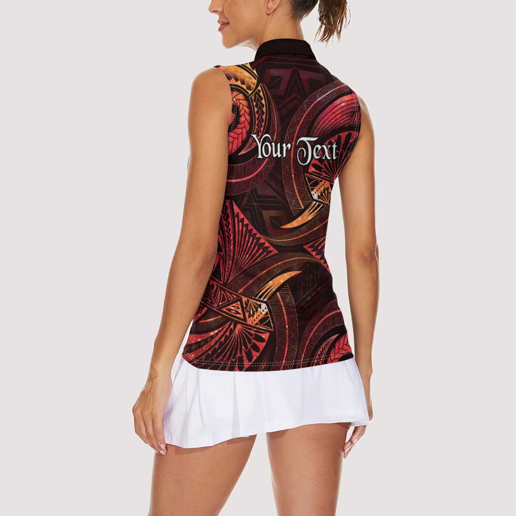 Personalised Polynesia Zodiac Aries Women Sleeveless Polo Shirt Galaxy Polynesian Pattern Chest Tattoo Style LT14 - Polynesian Pride