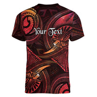 Personalised Polynesia Zodiac Aries Women V-Neck T-Shirt Galaxy Polynesian Pattern Chest Tattoo Style LT14 - Polynesian Pride