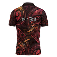 Personalised Polynesia Zodiac Aries Zipper Polo Shirt Galaxy Polynesian Pattern Chest Tattoo Style