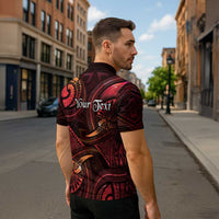 Personalised Polynesia Zodiac Aries Zipper Polo Shirt Galaxy Polynesian Pattern Chest Tattoo Style